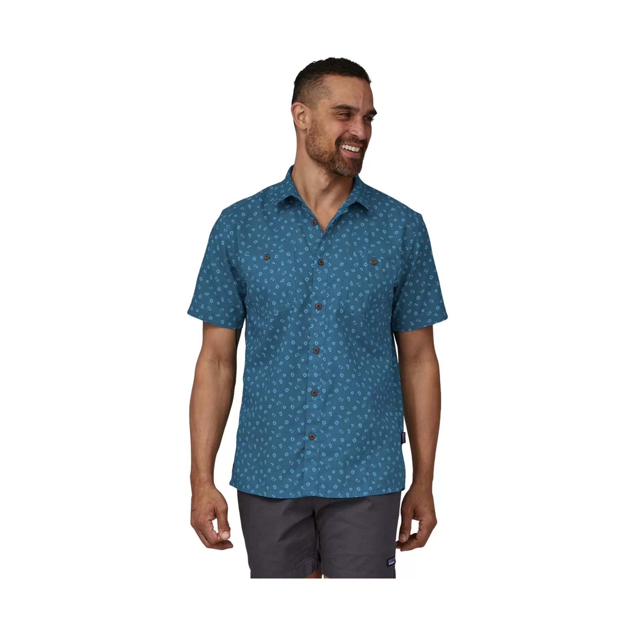 Patagonia Men's Back Step Shirt - Hexes: Wavy Blue