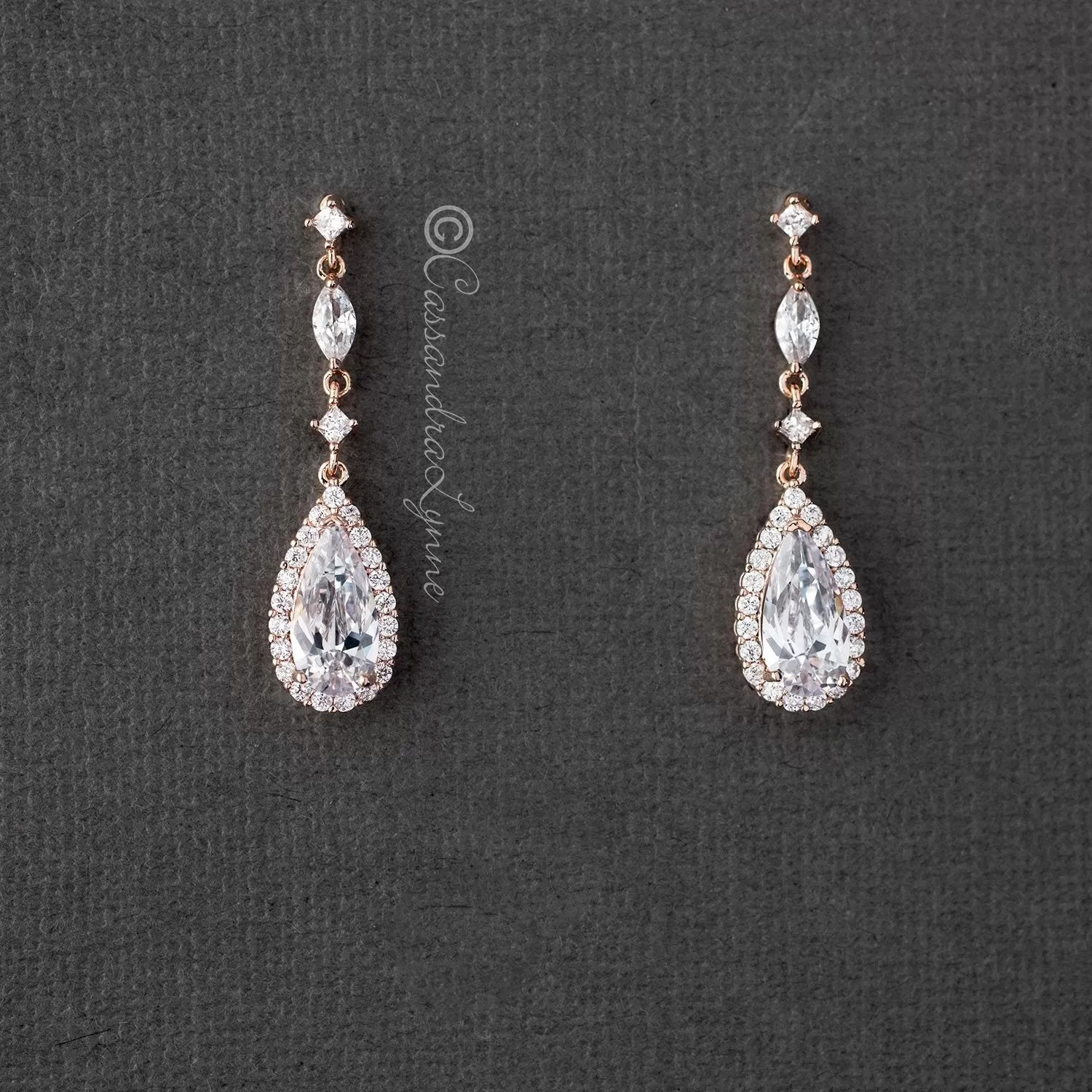 Pave Elongated Pear Drop CZ Earrings