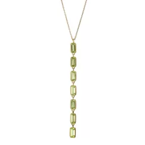 Peridot Baguette Stiletto Lariat Necklace