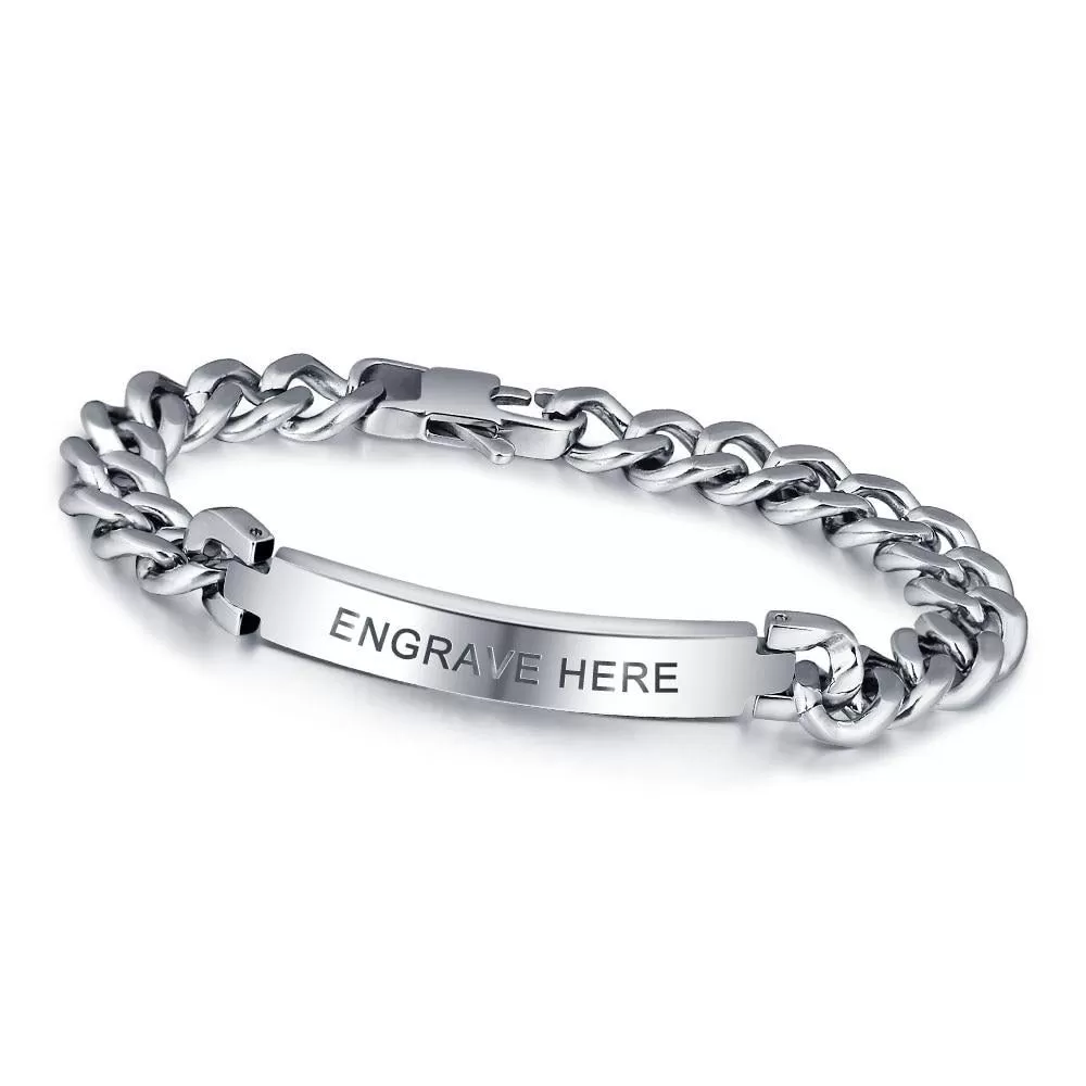 Personalized Engraved Titanium Steel Men Bracelet