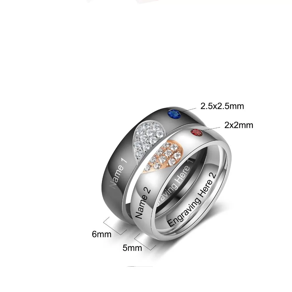 Personalized Stainless Steel Couple Rings