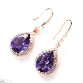 Purple Crystal Teardrop Earrings