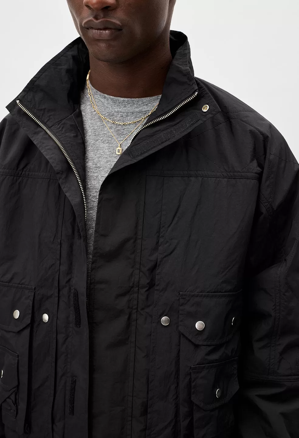 Quilted Nylon Hunting Jacket / Black