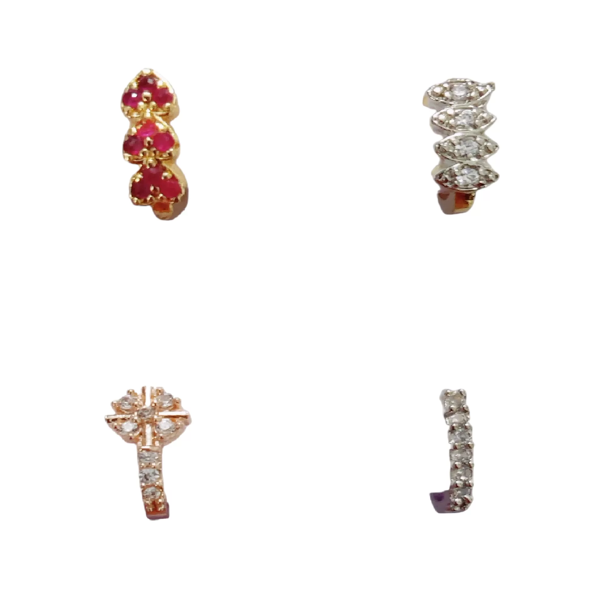 Radiant Multicolor Nose Pin Collection (Pack of 4)