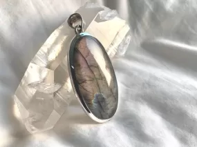 Rare Purple Labradorite Naevia Pendant - XLong Oval