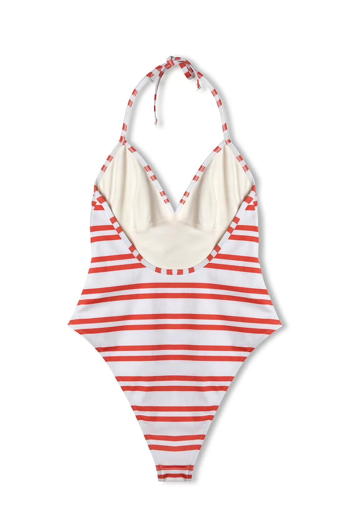 Red Stripe Halter One Piece