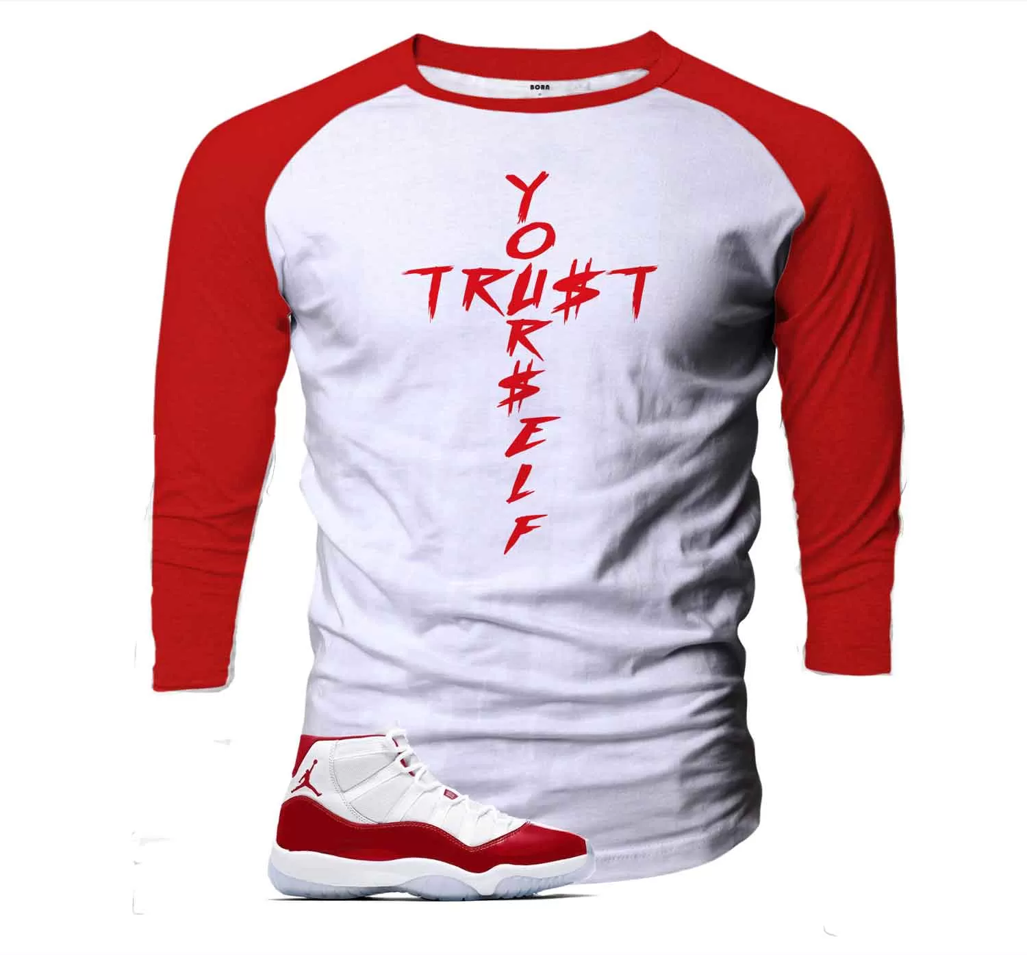 Retro 11 Varsity Red Raglan - Trust Yourself - white