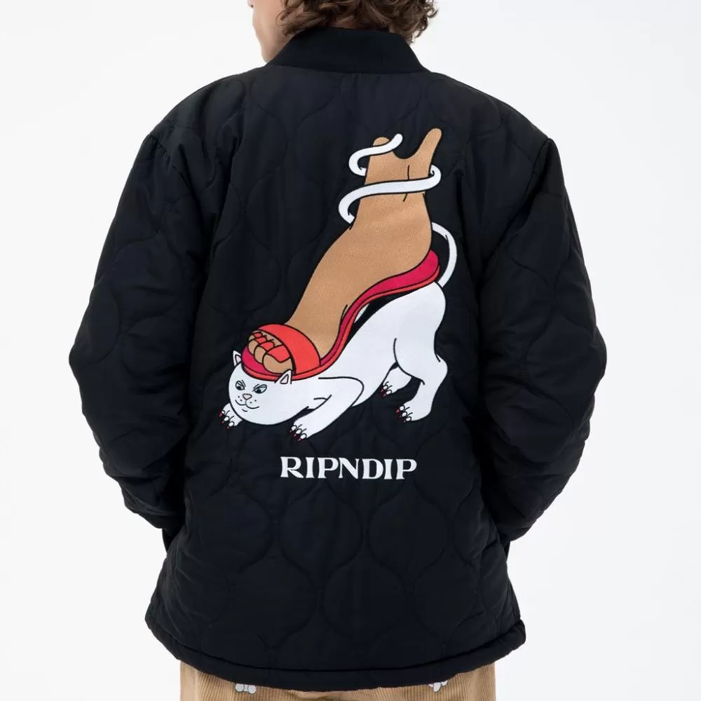 RIPNDIP NERMBOUTINS QUILTED BOMBER JACKET-BLACK