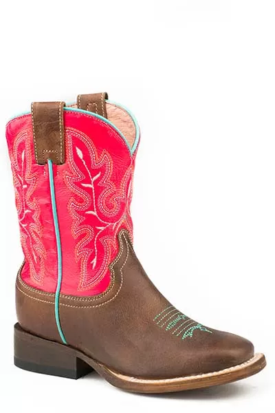 'Roper' Big Kids Girls' Square Toe - Brown / Pink