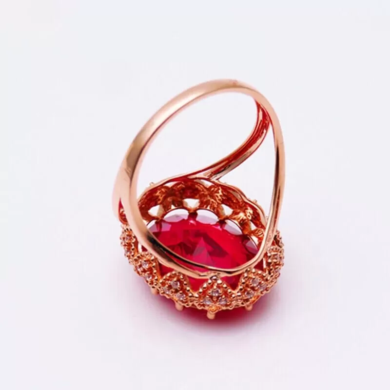 Rose Gold Inlaid Oval Ruby Resizable Ring