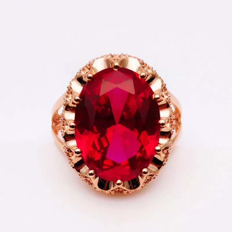 Rose Gold Inlaid Oval Ruby Resizable Ring