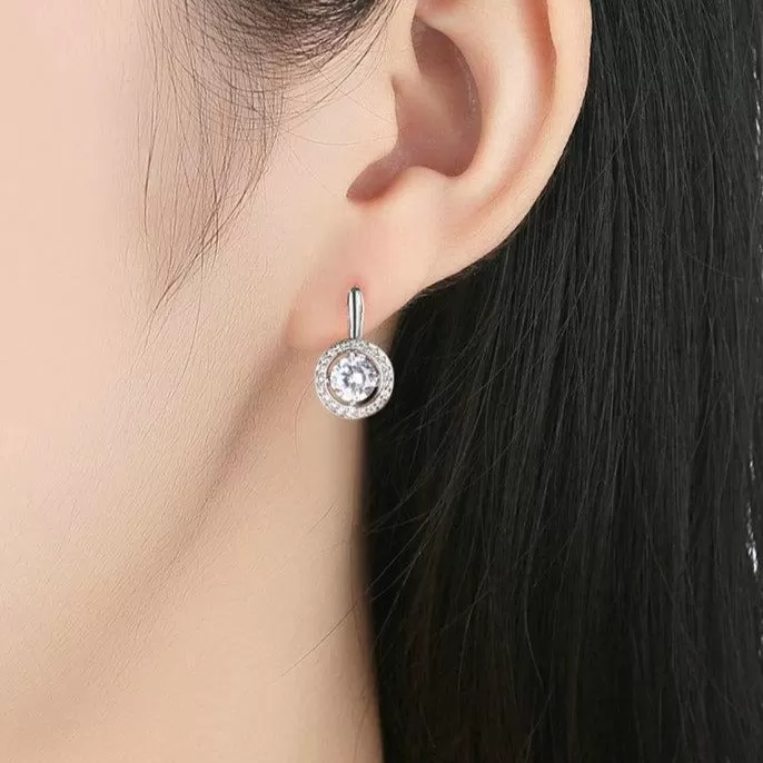 Round Shape Cubic Zirconia Fashion Stud Earrings