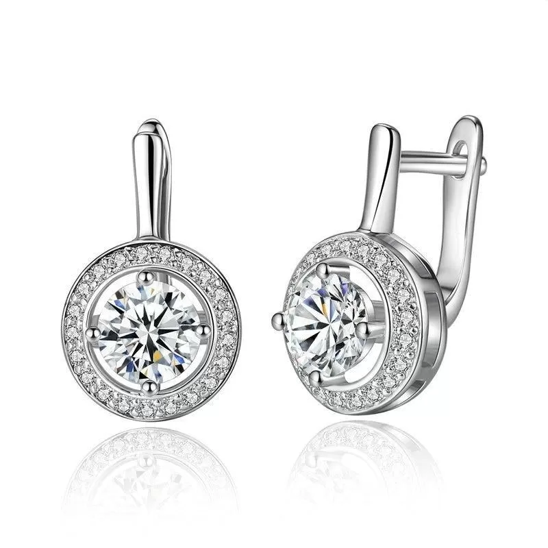 Round Shape Cubic Zirconia Fashion Stud Earrings