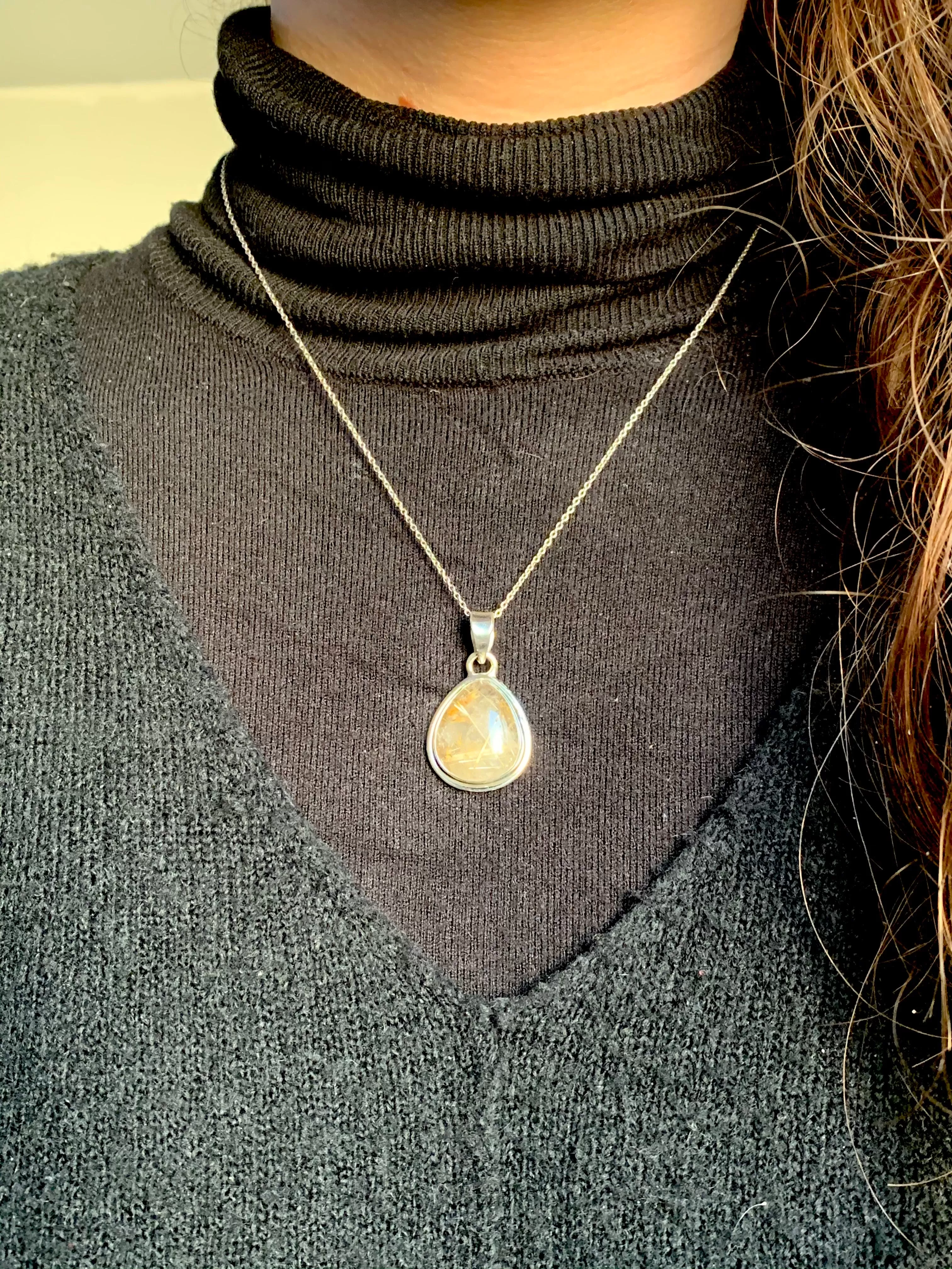 Rutilated Quartz Brea Pendant - Drop