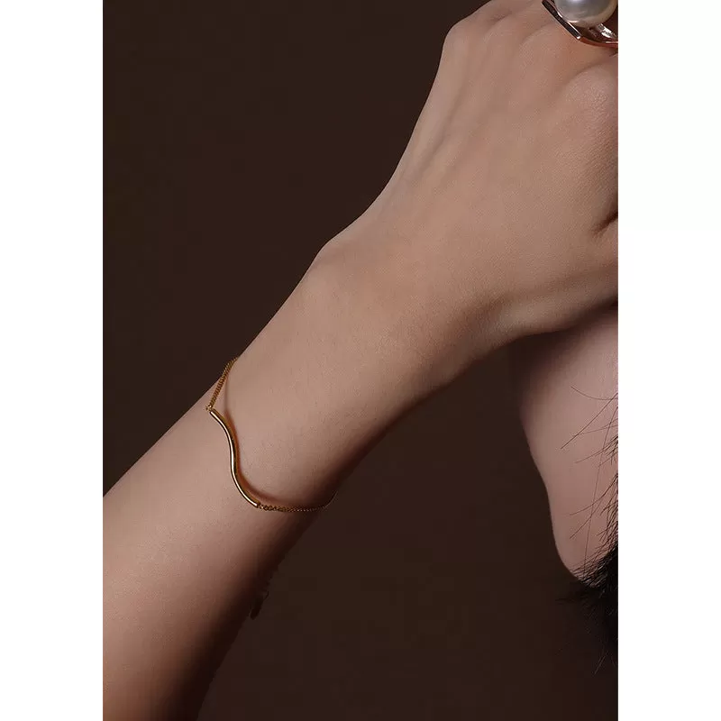 S-curve Titanium steel 18K gold plated