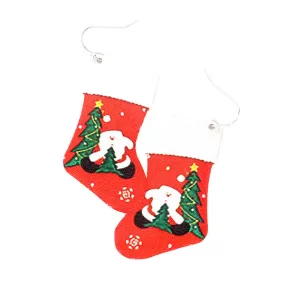 Santa Claus Christmas Stockings Print Metal Earrings