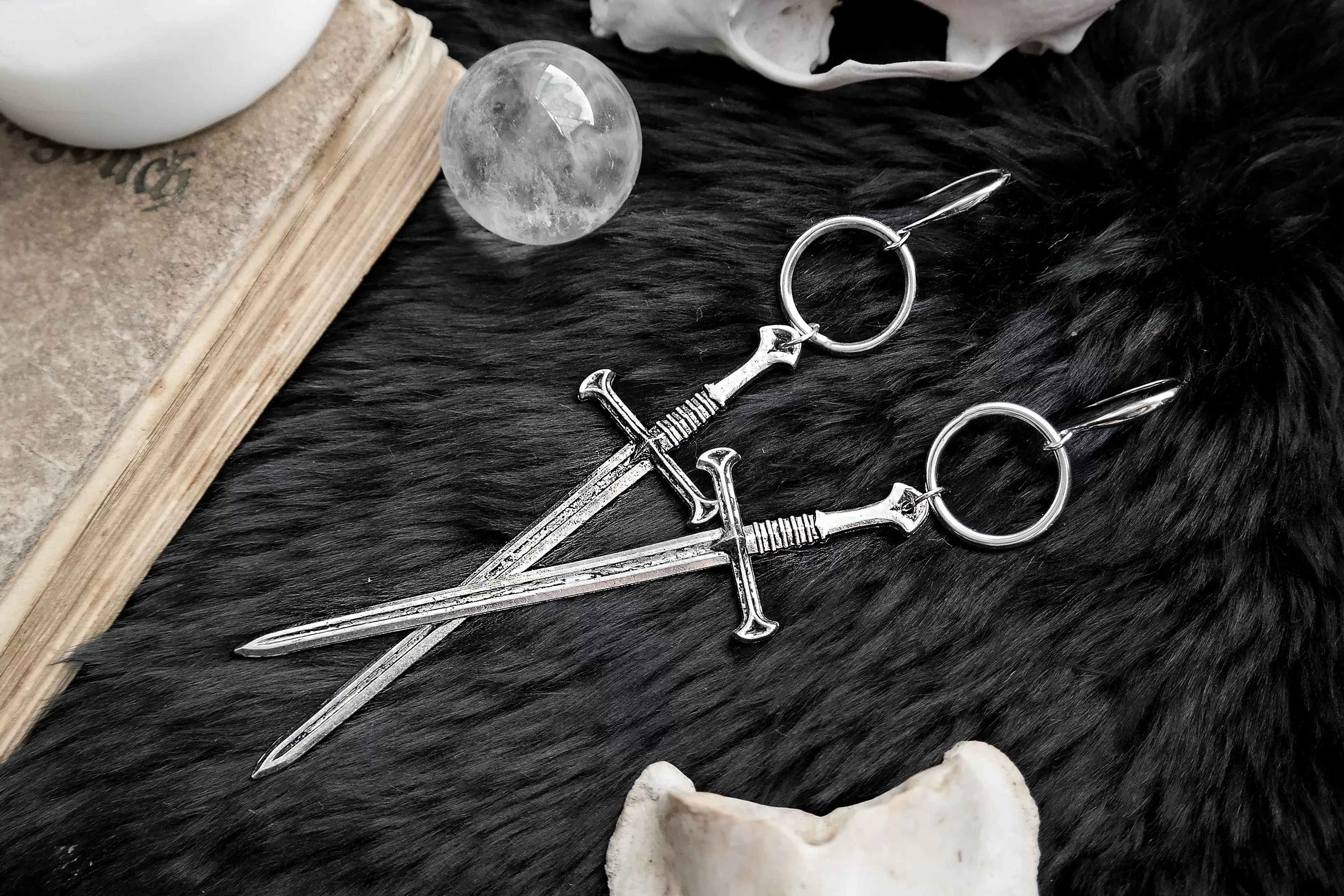 Silver Anduril Sword Earrings