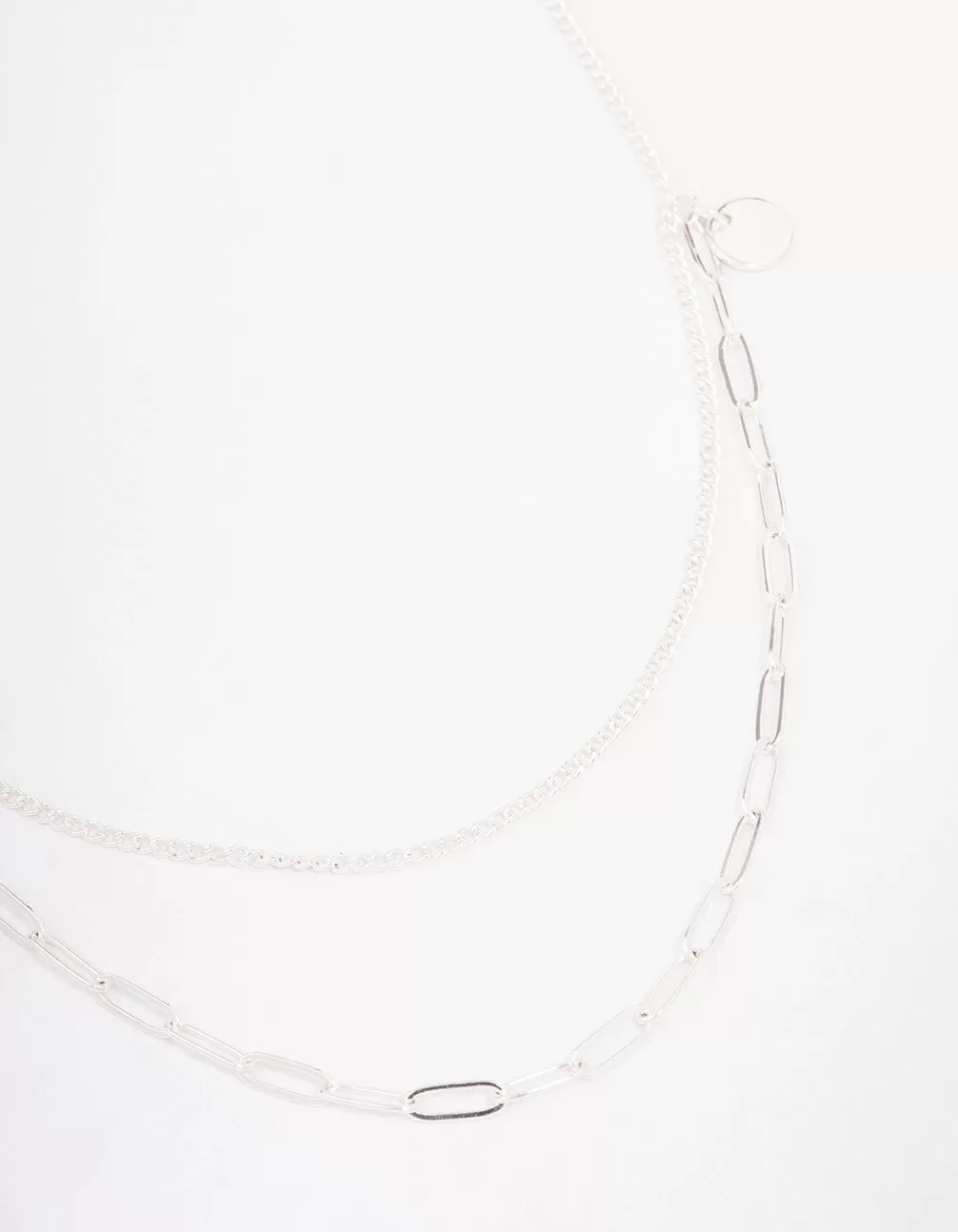 Silver Curb & Cable Layered Necklace