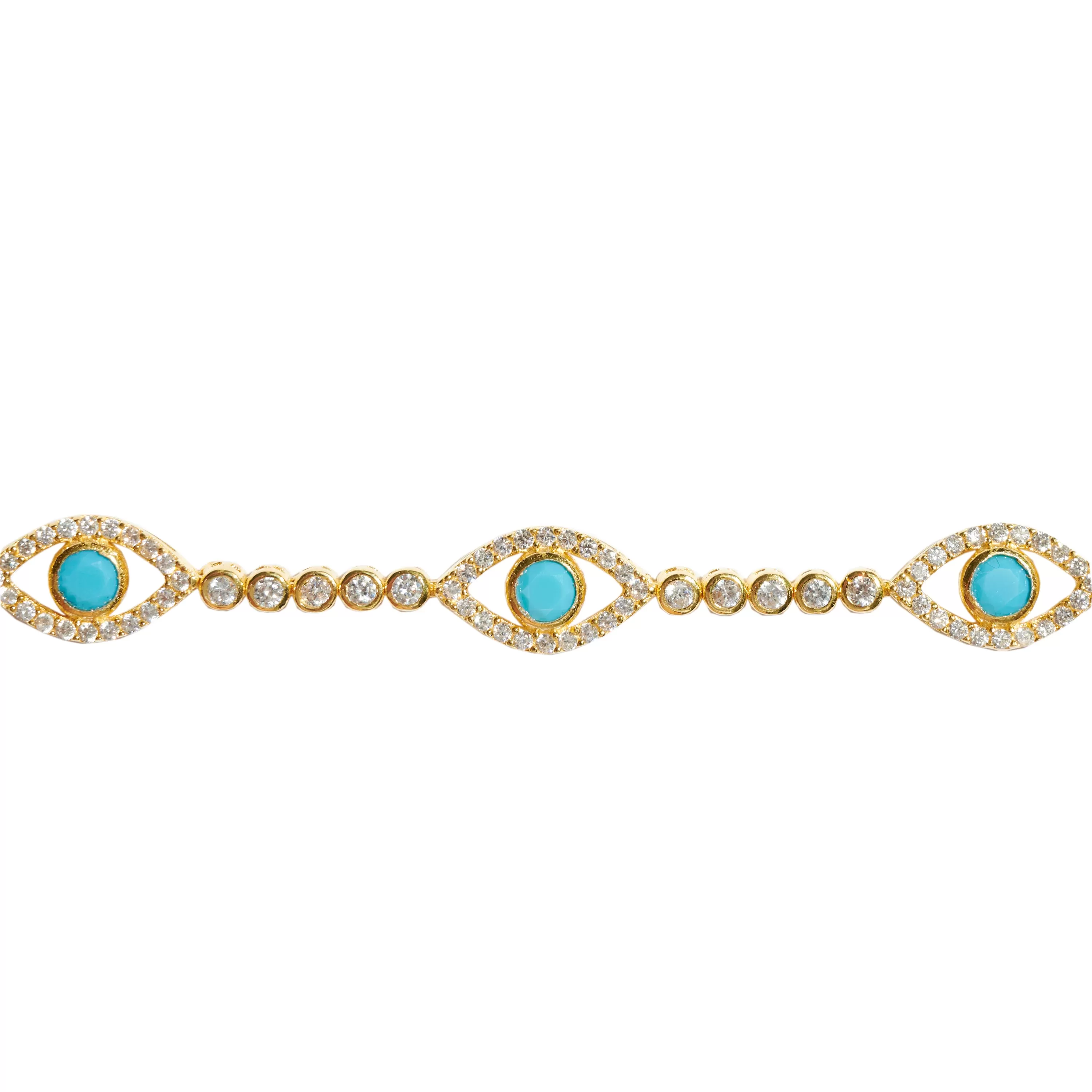 Silver gold plated turquoise tennis eye bracelet