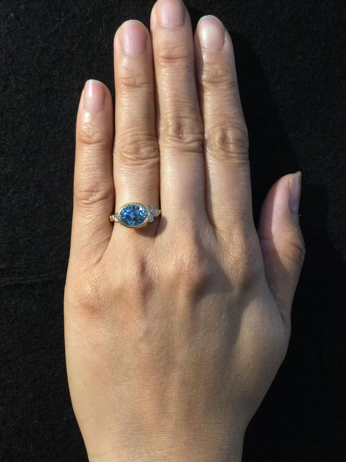 Skinny Pebbles Blue Oval Zircon Ring