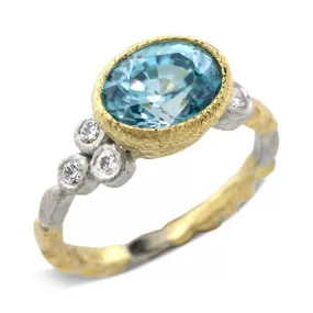 Skinny Pebbles Blue Oval Zircon Ring