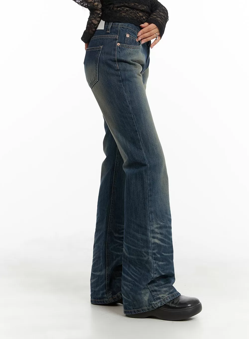 Slim Washed Bootcut Jeans CM426