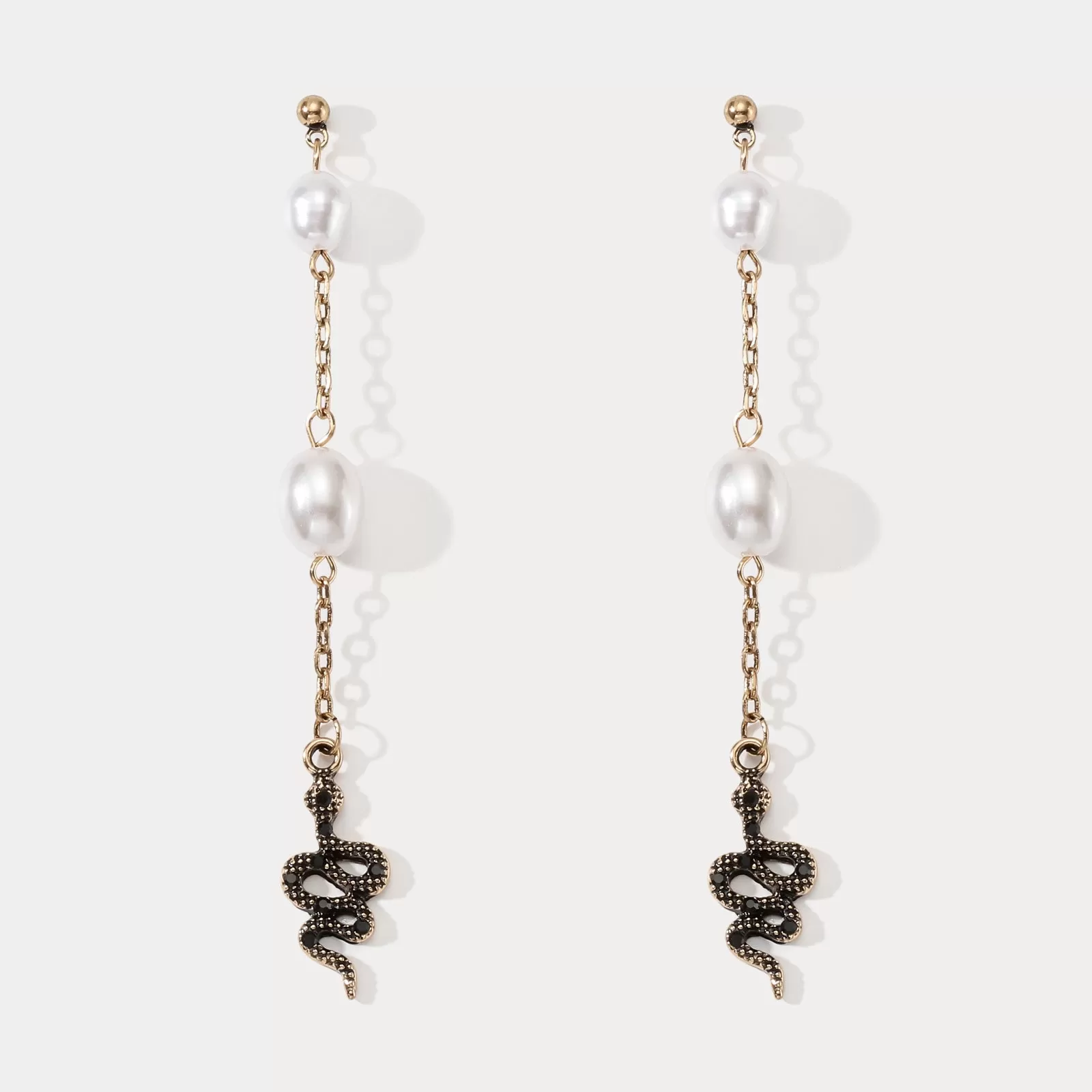 Snake Pearl Drop Earrings