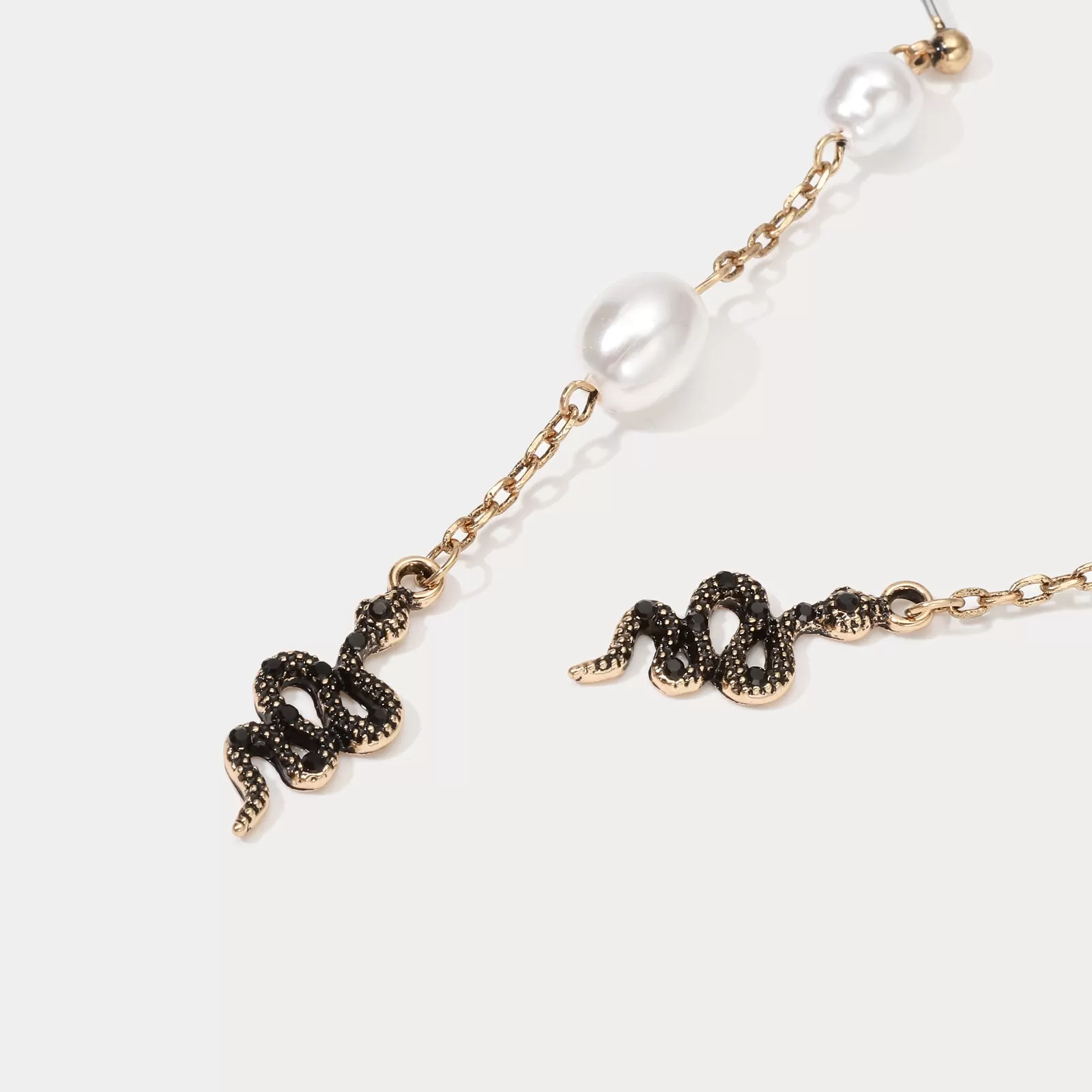 Snake Pearl Drop Earrings