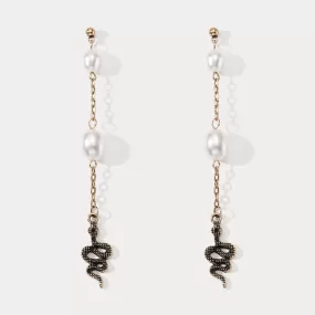 Snake Pearl Drop Earrings