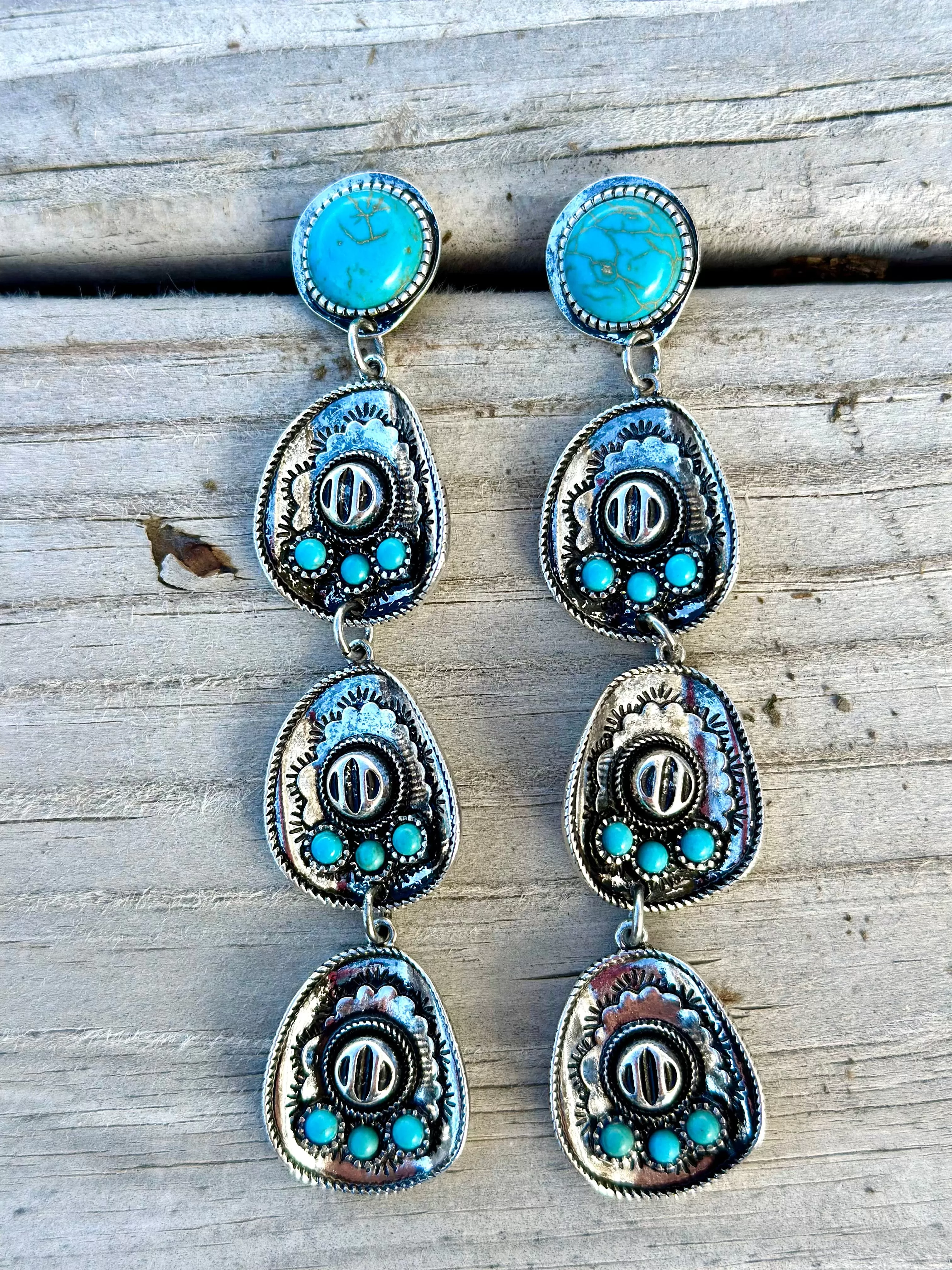 South Of The Border Turquoise Sombrero Hat Earring