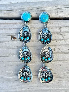 South Of The Border Turquoise Sombrero Hat Earring