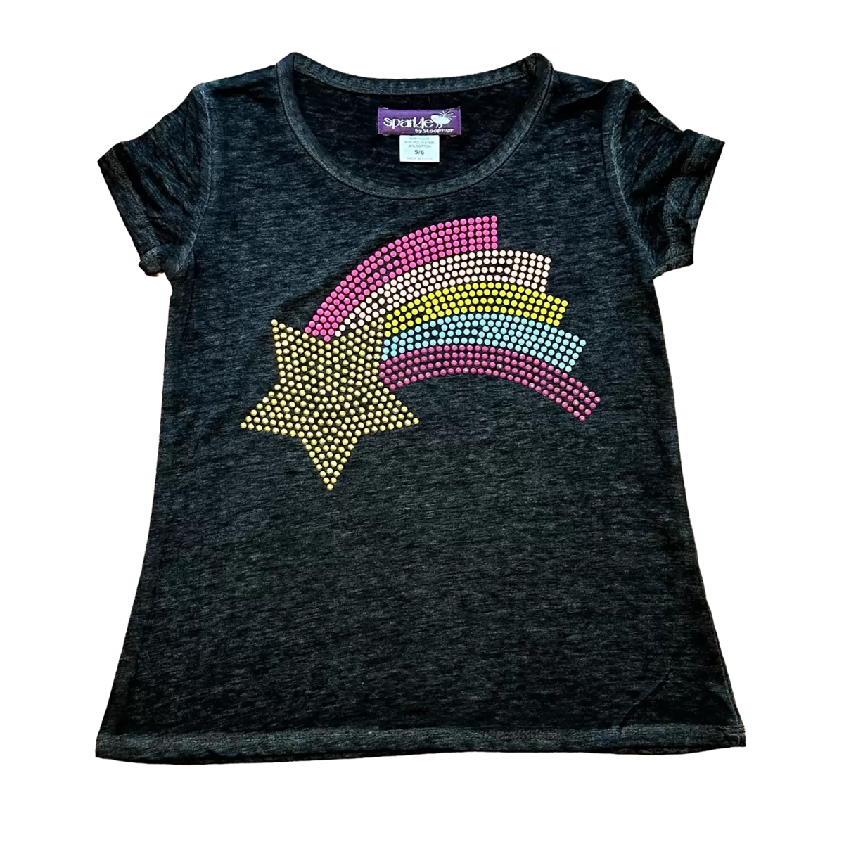 Sparkle by Stoopher Shooting Rainbow Star Burnout A-Line Tee