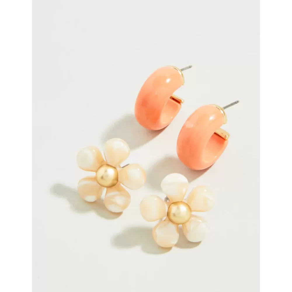 Spartina Sweet Song Earrings Set Cream/Coral (2 pairs)