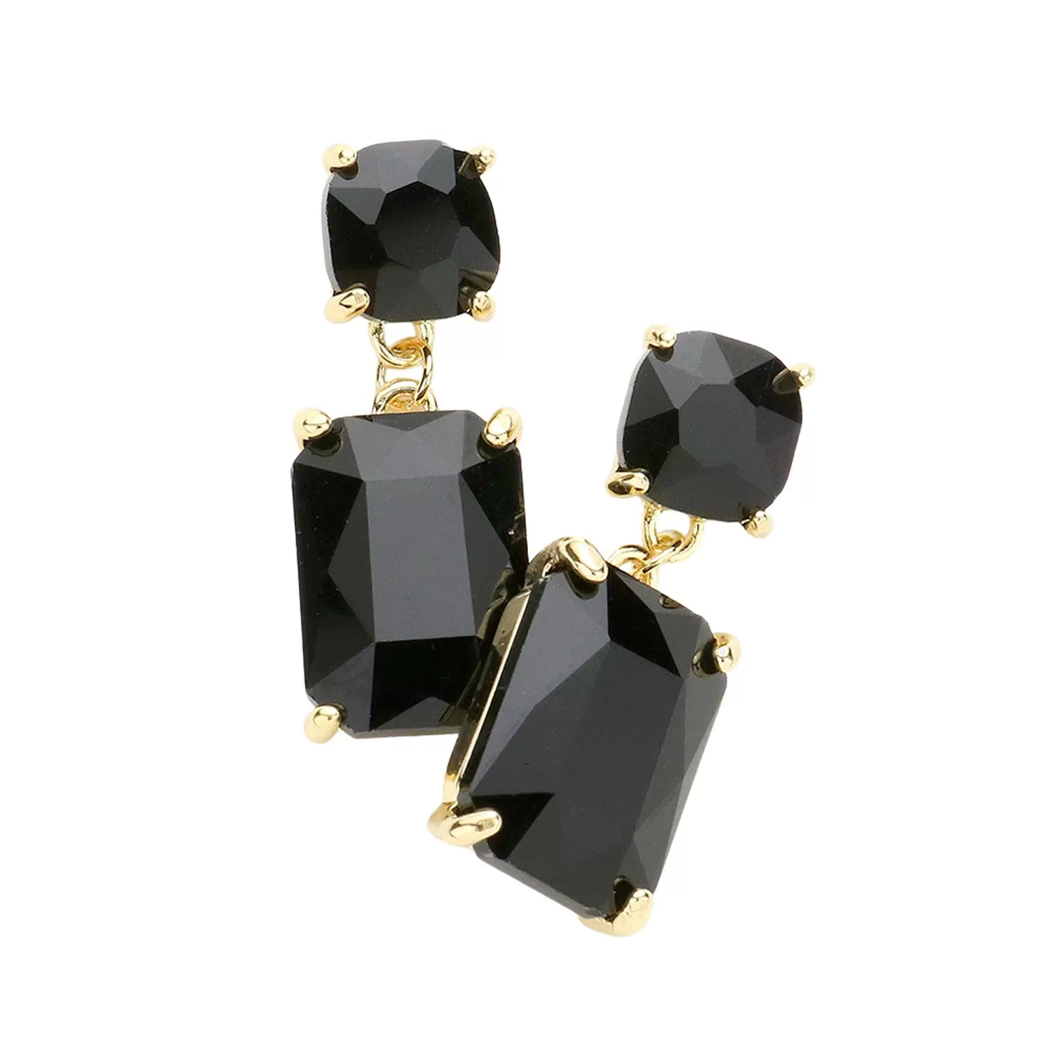 Square Rectangle Link Dangle Evening Earrings