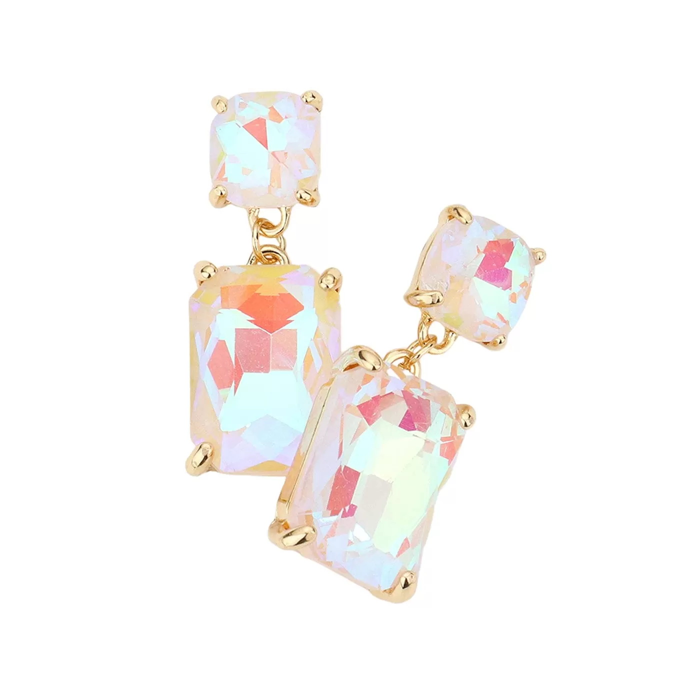 Square Rectangle Link Dangle Evening Earrings