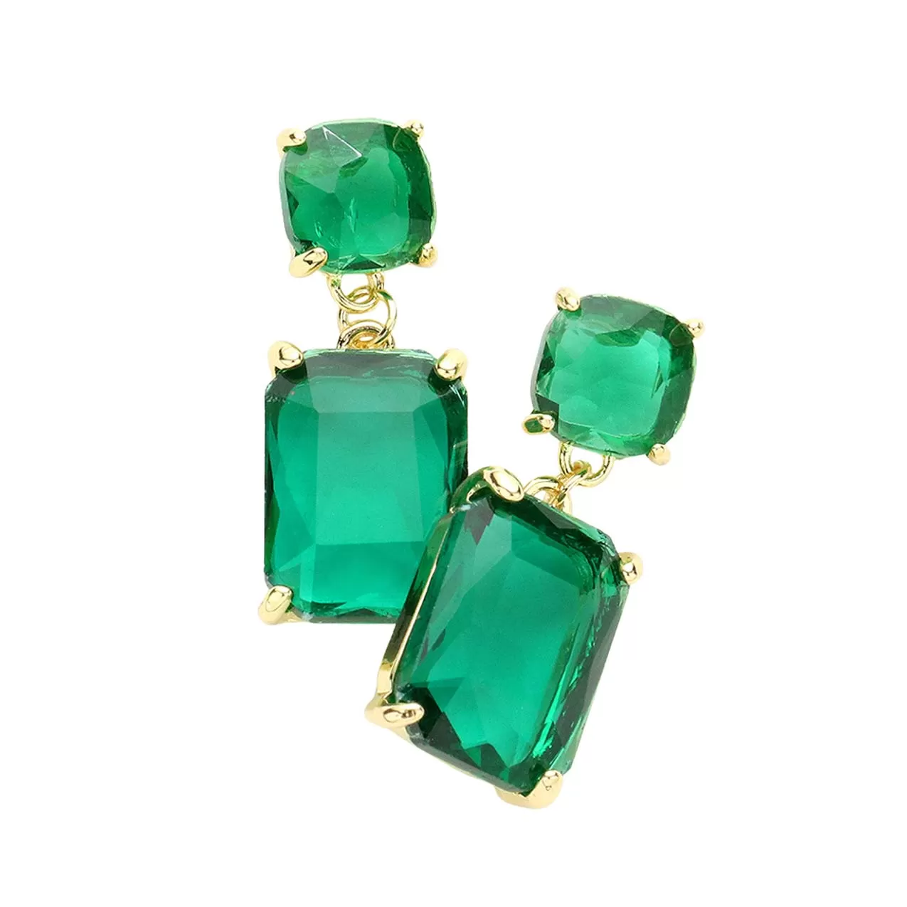 Square Rectangle Link Dangle Evening Earrings