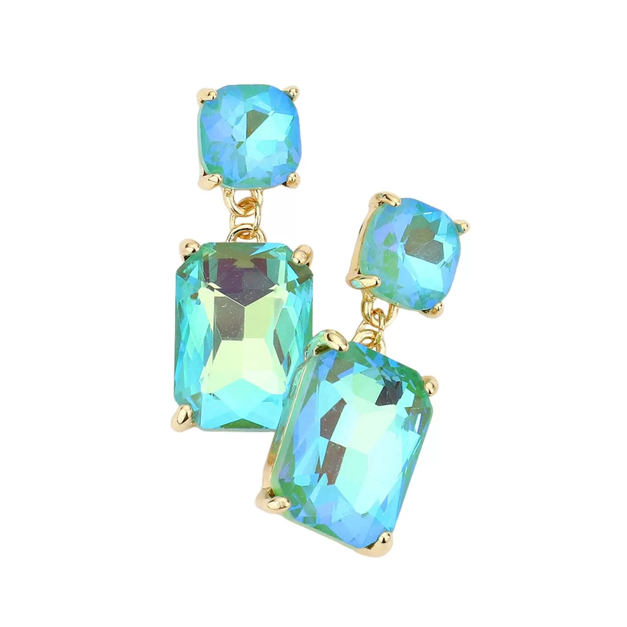 Square Rectangle Link Dangle Evening Earrings