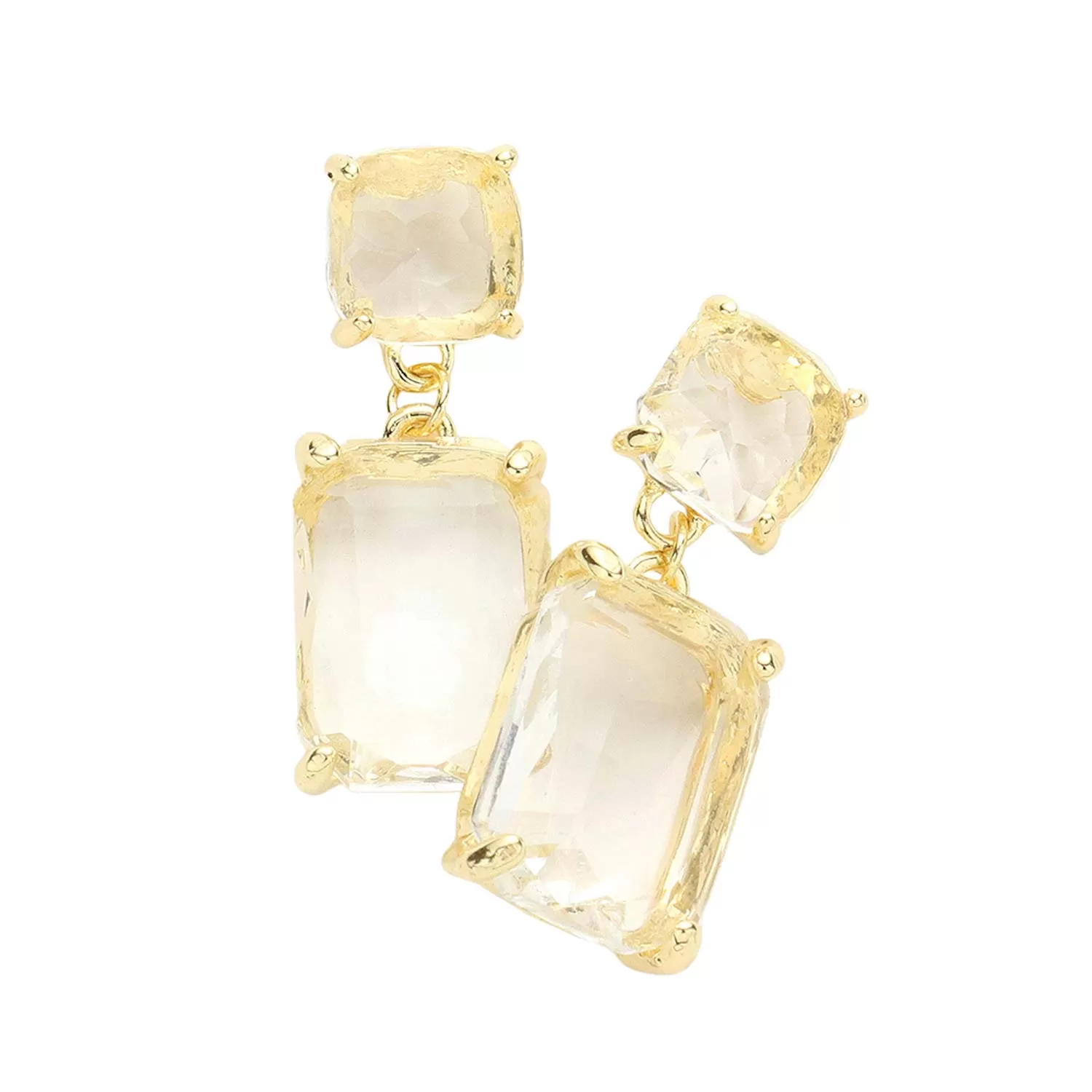 Square Rectangle Link Dangle Evening Earrings