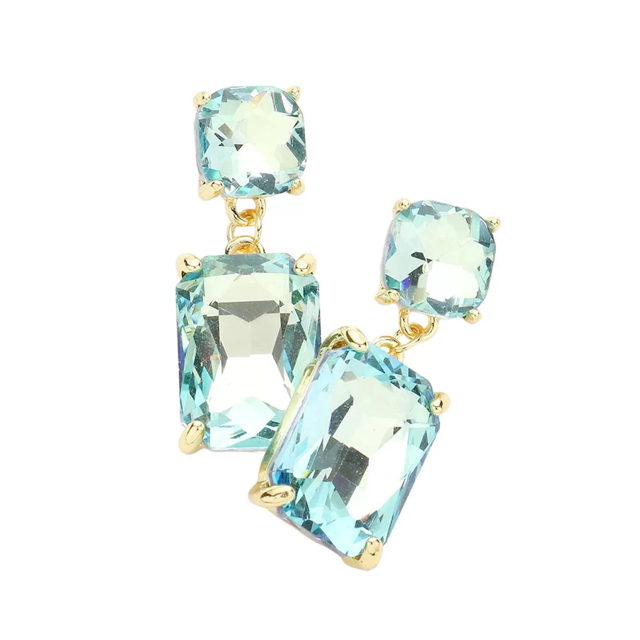 Square Rectangle Link Dangle Evening Earrings