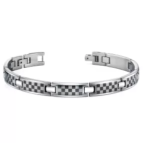 Stainless Steel Bracelet with Laser Chess Board Pattern