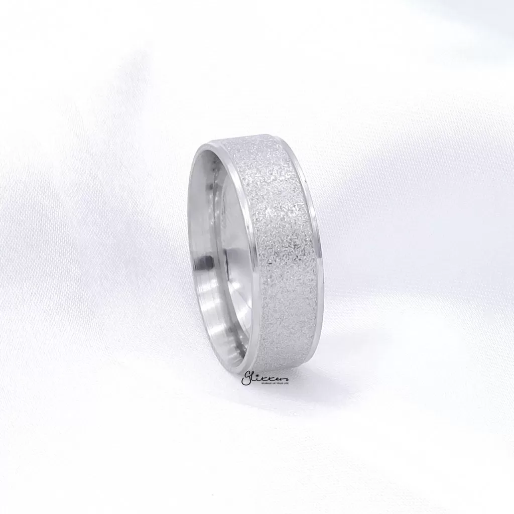 Stainless Steel Sandblasted Finish 8mm Band Ring - Silver