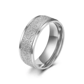 Stainless Steel Sandblasted Finish 8mm Band Ring - Silver