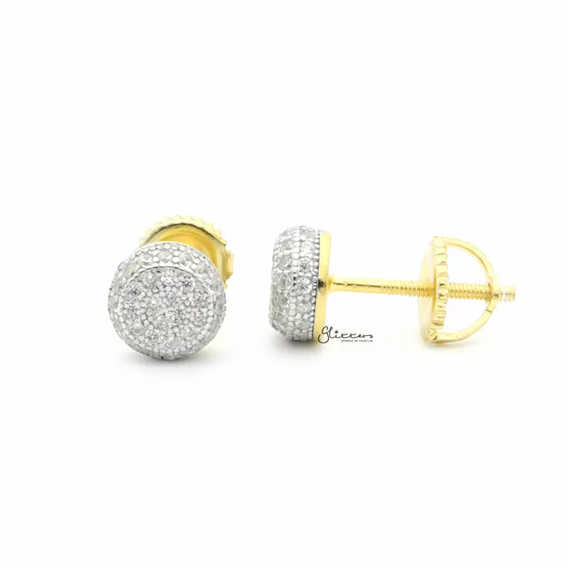 Sterling Silver C.Z Paved Demo Stud Earrings