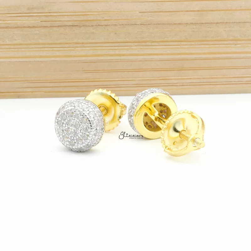 Sterling Silver C.Z Paved Demo Stud Earrings