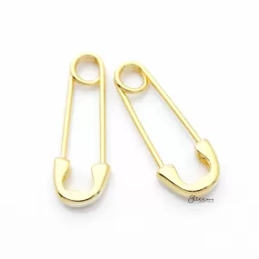 Sterling Silver Safety Pin Earrings - Gold