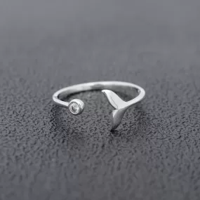 Sterling Silver Whale Tail with CZ Ring