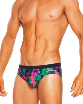 Tahiti Lo Rise Swim Brief (Black Floral)