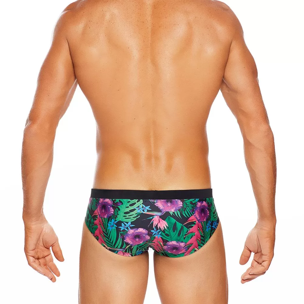 Tahiti Lo Rise Swim Brief (Black Floral)