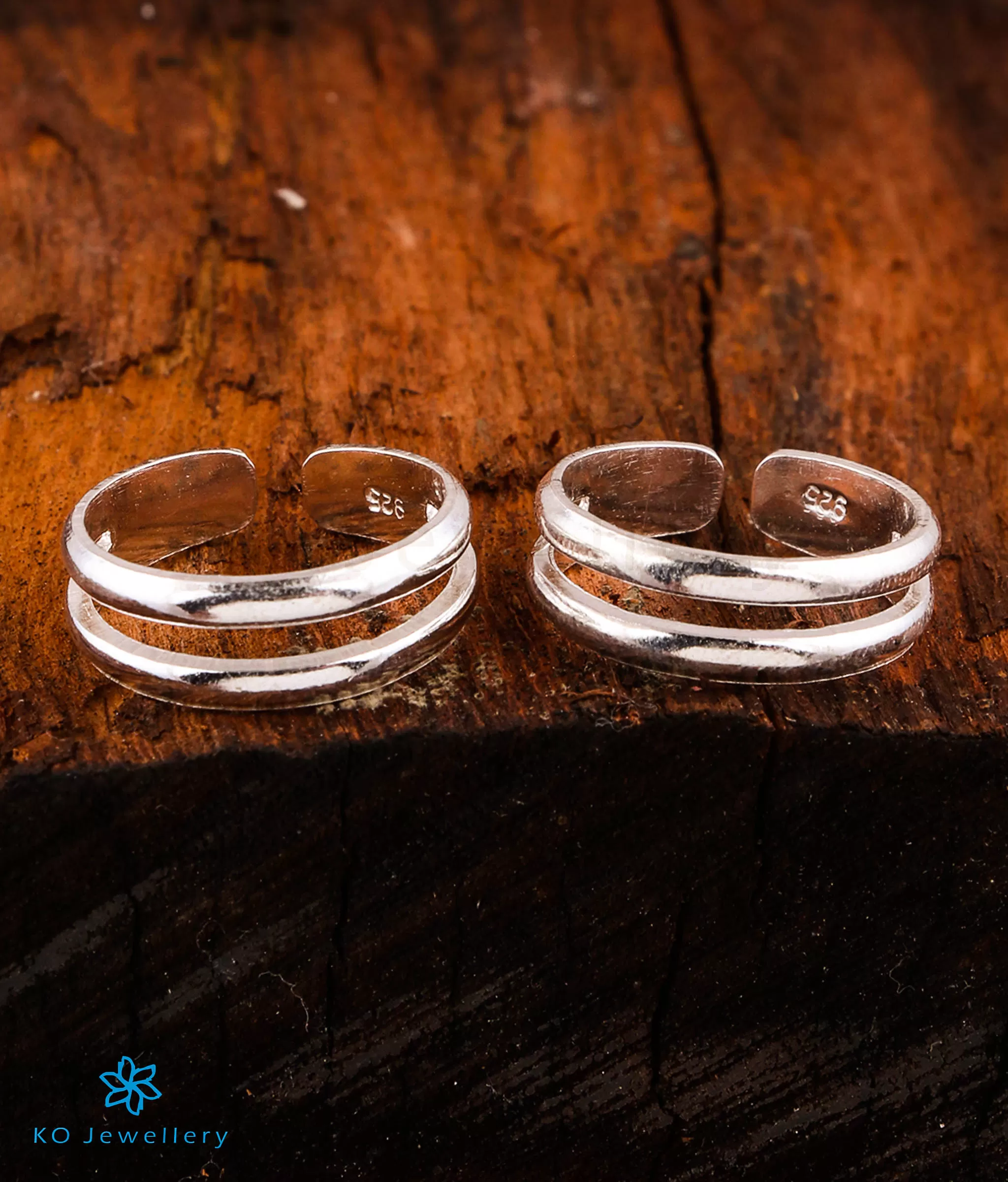 The 2 Bands Pure Silver Toe-Rings