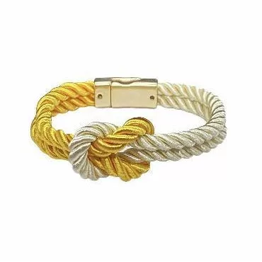 The Original Love Knot Satin Rope Bracelet- White and Gold